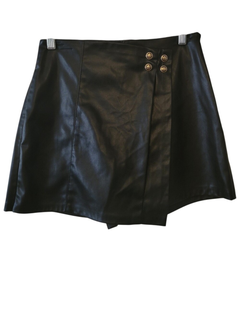 Zara Black Faux Leather Shorts Skort Size Small - Picture 2 of 4